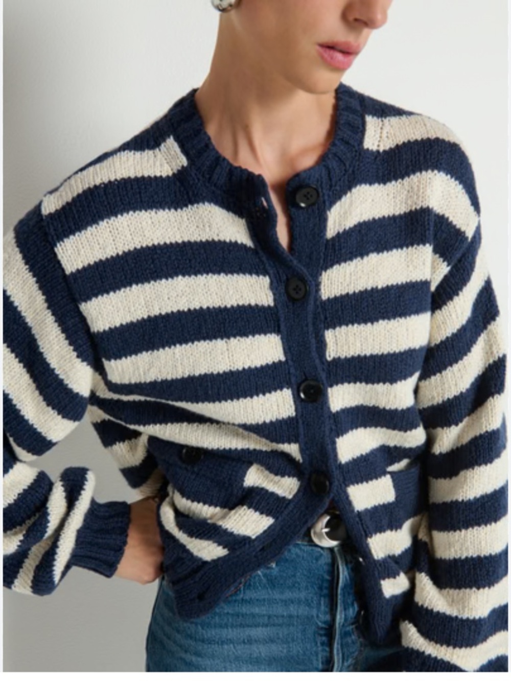 Nation LA Tessa Cardigan - Marine Stripe NWT Anthropologie - Picture 2 of 6